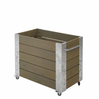 Cubic blomsterkasse m/hjul - 87×50×70 cm - gråbrun